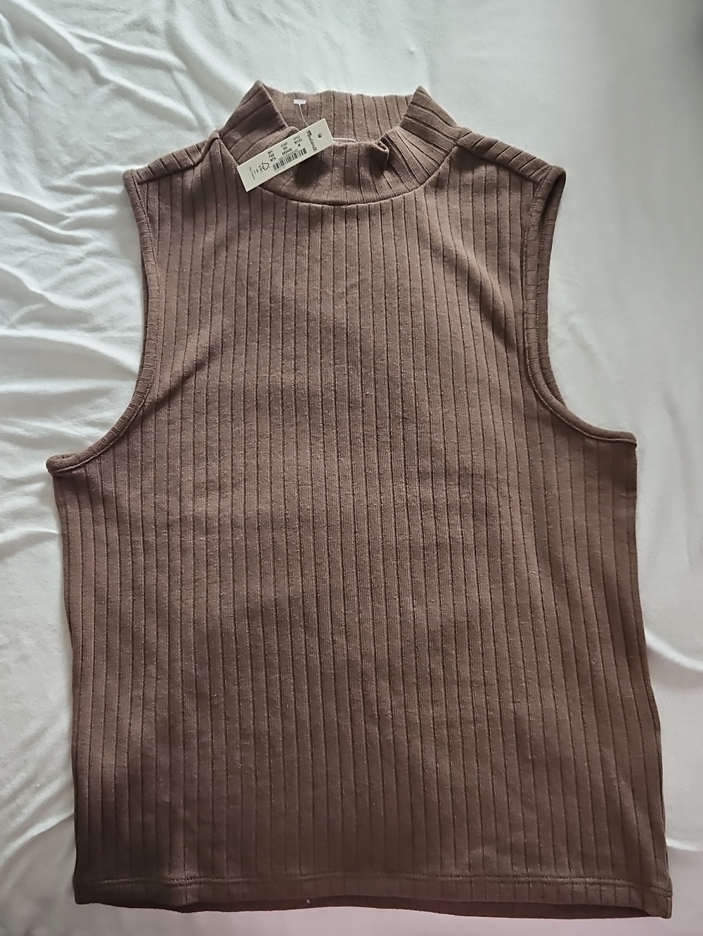 Madewell Ribbed Mock Neck Tank - Brown